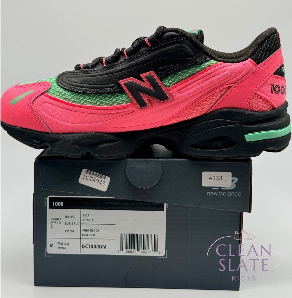 New Balance 1000 Kids Pink Black Green GC1000DM Size 5 New